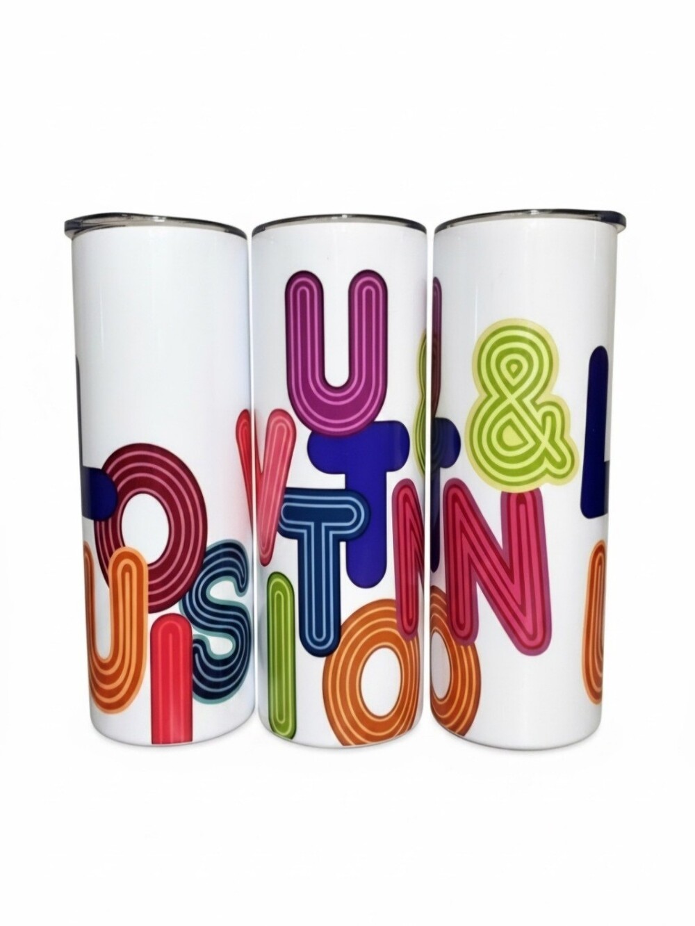 Multicolor Custom 20oz Skinny Tumbler Travel Cup Hot/Cold Sublimated LV NIB